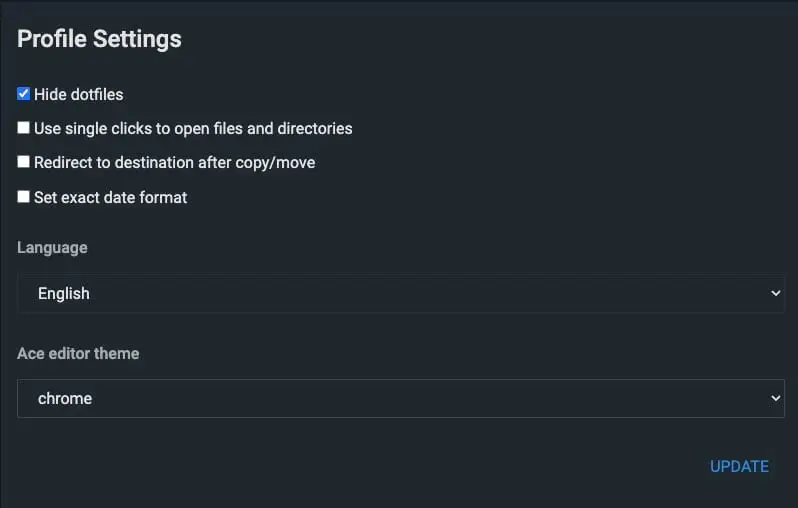 Screenshot Profile Settings