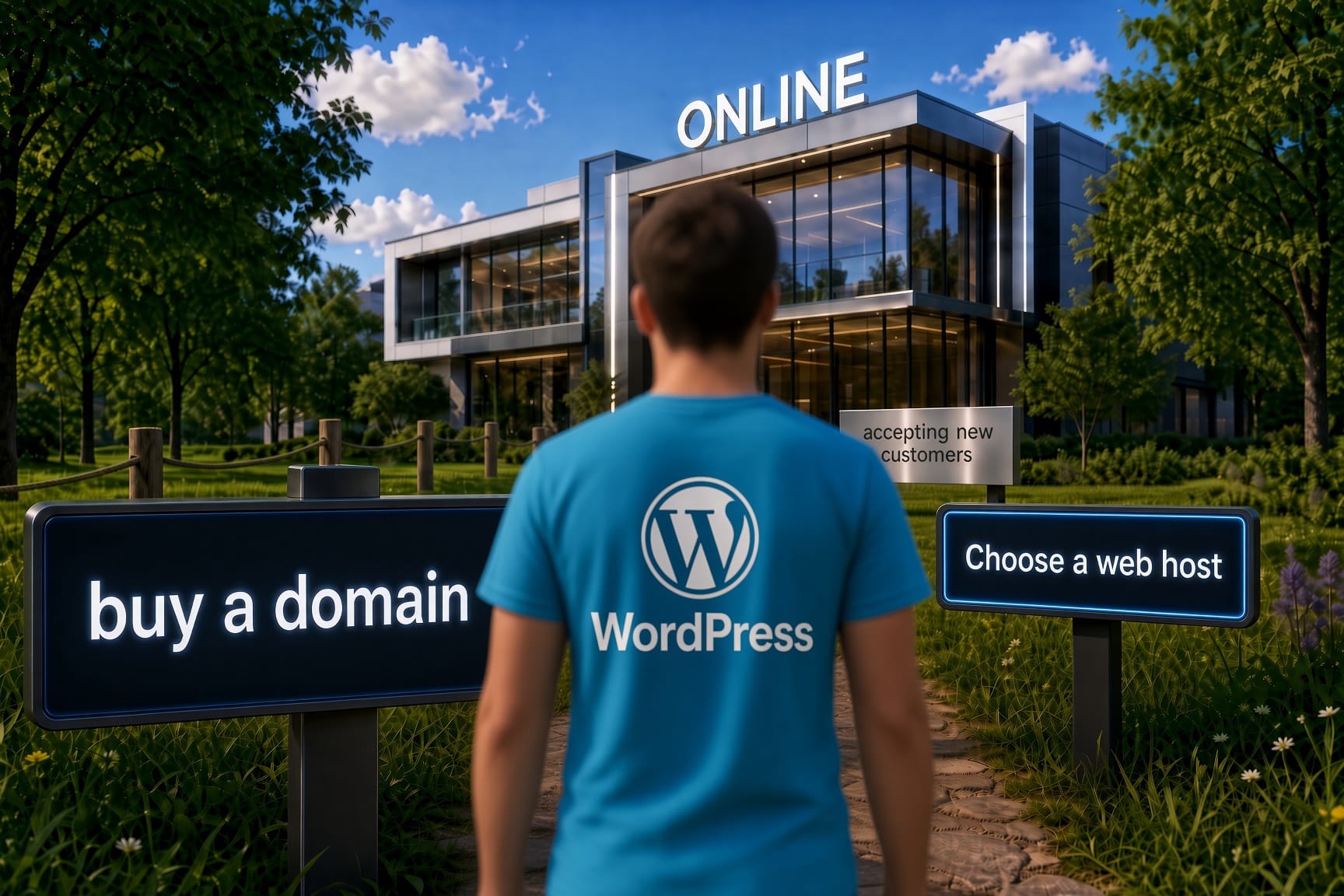 path to online: domain name and web host
