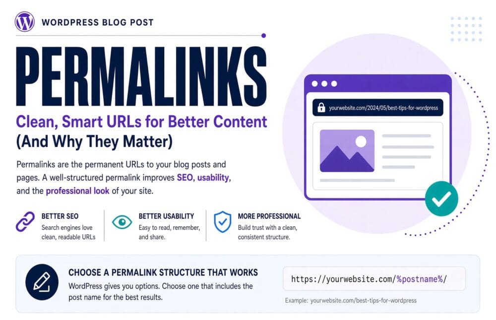 how to set up WordPress permalinks -- infographic